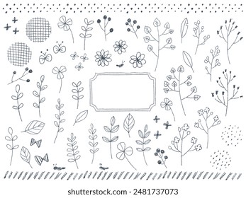 Cute plants handwritten rough set gray