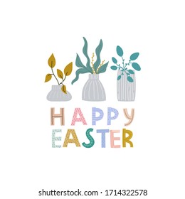Cute plants in the pots with lettering phrase. Print for T-shirts, kids book, notebook, poster, postcard etc.Vector illustration.