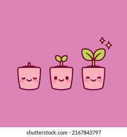 Cute plants in pots vector illustration