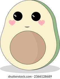 Cute plastel colored avocado, the cheeks are heart-shaped