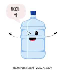 Cute plastic bottle. Concept banner for waste recycling.