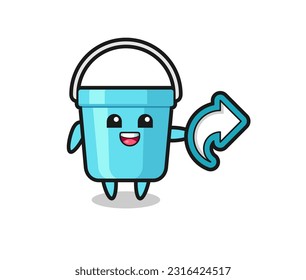 cute plastic bucket hold social media share symbol , cute style design for t shirt, sticker, logo element