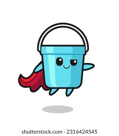 cute plastic bucket superhero character is flying , cute style design for t shirt, sticker, logo element