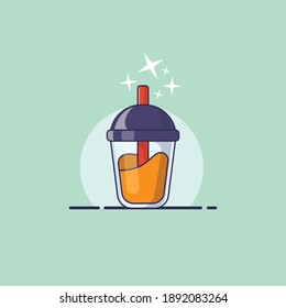 Una linda taza de plástico para jugo