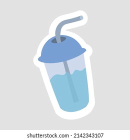 Cute plastic cups with water vector illustration