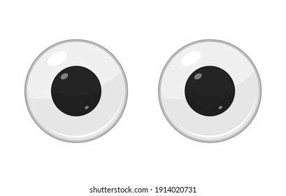 Cute plastic eyes for toys, dolls isolated on white background. Eyeballs cartoon. Vector illustration