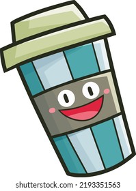 Cute plastic glass cartoon character laughing