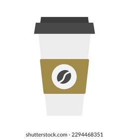 Cute plastic takeaway coffee cup. Vector illustration in a flat style. Isolated on a white background.	
