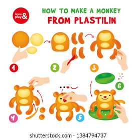 Cute Plasticine Monkey Step Instruction for Kid