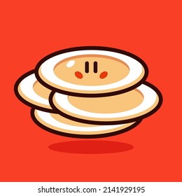 Cute-Platten-Cartoon, Vektorsymbol 