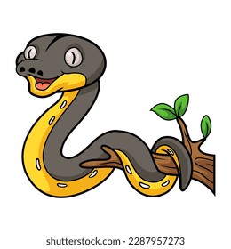 Cute platinum titanium reticulated python cartoon