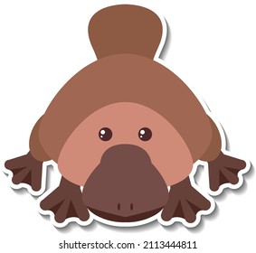 Cute platypus animal cartoon sticker illustration