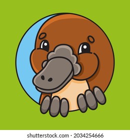 Kleiner Platypus. Cartoon-Charakter. Farbige Vektorgrafik. Einzeln auf Farbhintergrund. Design-Element. Vorlage für Ihr Design, Bücher, Aufkleber, Karten.