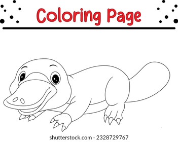 Cute platypus cartoon coloring page illustration vector. For kids coloring book. Wild animal coloring pages for kids