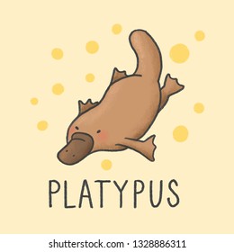 Cute platypus cartoon hand drawn style