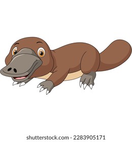 Cute platypus cartoon on white background