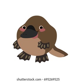 Cute platypus in cartoon style. Funny round platypus. Color illustration.