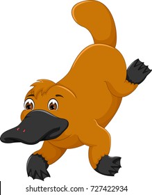 cute platypus cartoon swimming with waving