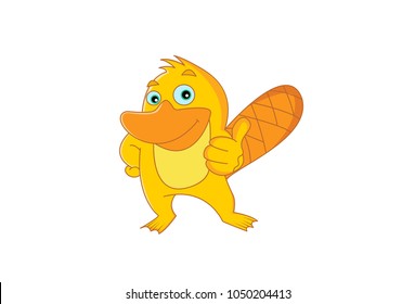 Cute Platypus Character . Vector Illustration. isolated on white background.
