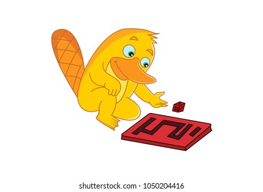 Cute Platypus Character . Vector Illustration. isolated on white background.
