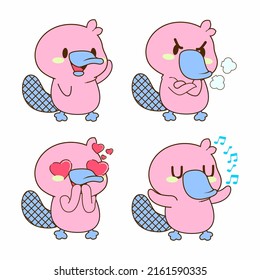 cute platypus doodle sticker, platypus illustration