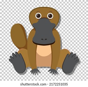 Cute platypus in flat cartoon style illustration