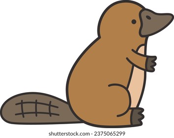 Cute platypus isolated on white background. Vector illustration in cartoon style.