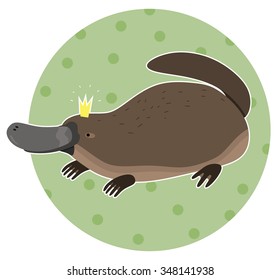 cute platypus on a green background