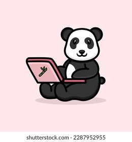 Cute Play Panda Logo Design