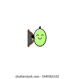Cute Play Symphony White Radish Cartoon Character Vector Illustration Design. Outline, Cute, Funny Style. Recomended For Children Book, Cover Book, And Other.