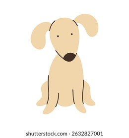 Cute playful beige dog, simple cartoon illustration
