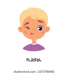 Cute Playful Blonde Boy Show Emotion and Face Expression Vector Illustration