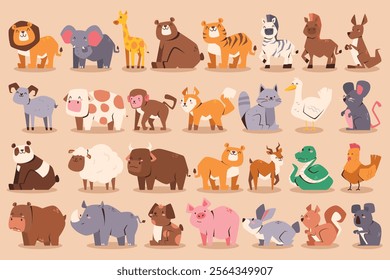 Cute Playful Cartoon Animal and Wildlife Collection