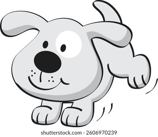 A cute and playful cartoon dog running and smiling.
