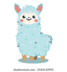 Cute and playful cartoon llama vector illustration, ideal for kids' projects. Isolated and easy to use, this design enhances children’s creative projects.