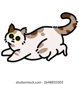 Cute playful cat cartoon simple illustration art