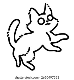 Cute playful cat line art outline illustration 