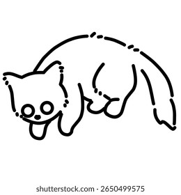 Cute playful cat simple cartoon line art outline illustration 