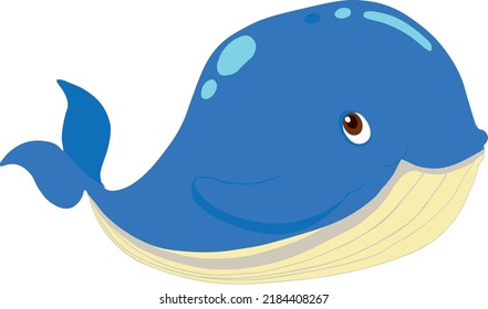 Cute playful cheerful blue whale