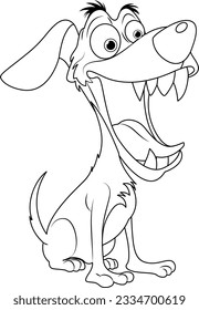 Cute playful crazy dog cartoon illustration