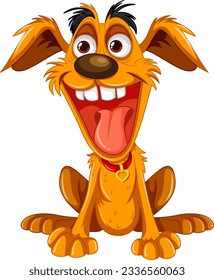 Cute playful crazy dog cartoon illustration