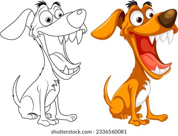 Cute playful crazy dog cartoon illustration