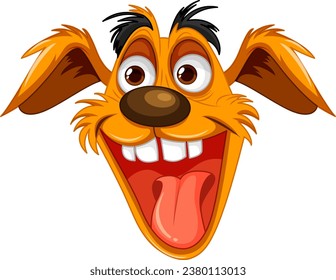 Cute playful crazy dog cartoon head illustration