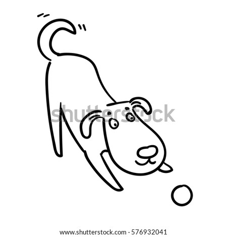 cute playful dog with ball. vector illustration