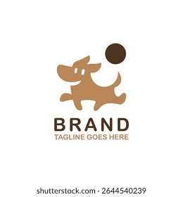 Cute Playful Dog Logo Design in Minimalist Cartoon Style