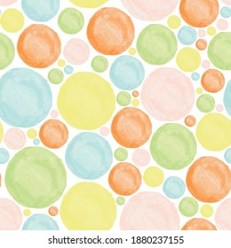 Cute, playful and geometrical seamless pattern with watercolor technique