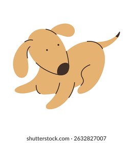 Cute playful golden dog, simple cartoon illustration