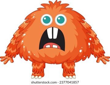 A cute and playful group of hairy orange alien monsters