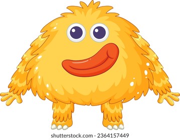 A cute and playful group of hairy yellow alien monsters