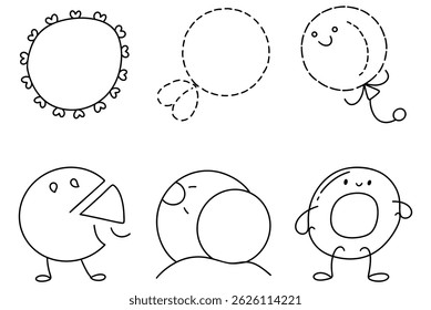 A Cute and playful infographic featuring various circle shapes and characters, showcasing creativity and fun in design
